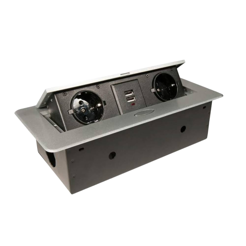 Розетка врезная в столешницу серый AE-B 02-53  USB